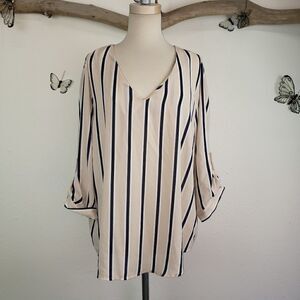 Perch blush and navy striped tunic top